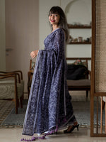Thumbnail for Suta Purple Floral Pure Cotton Saree - Distacart