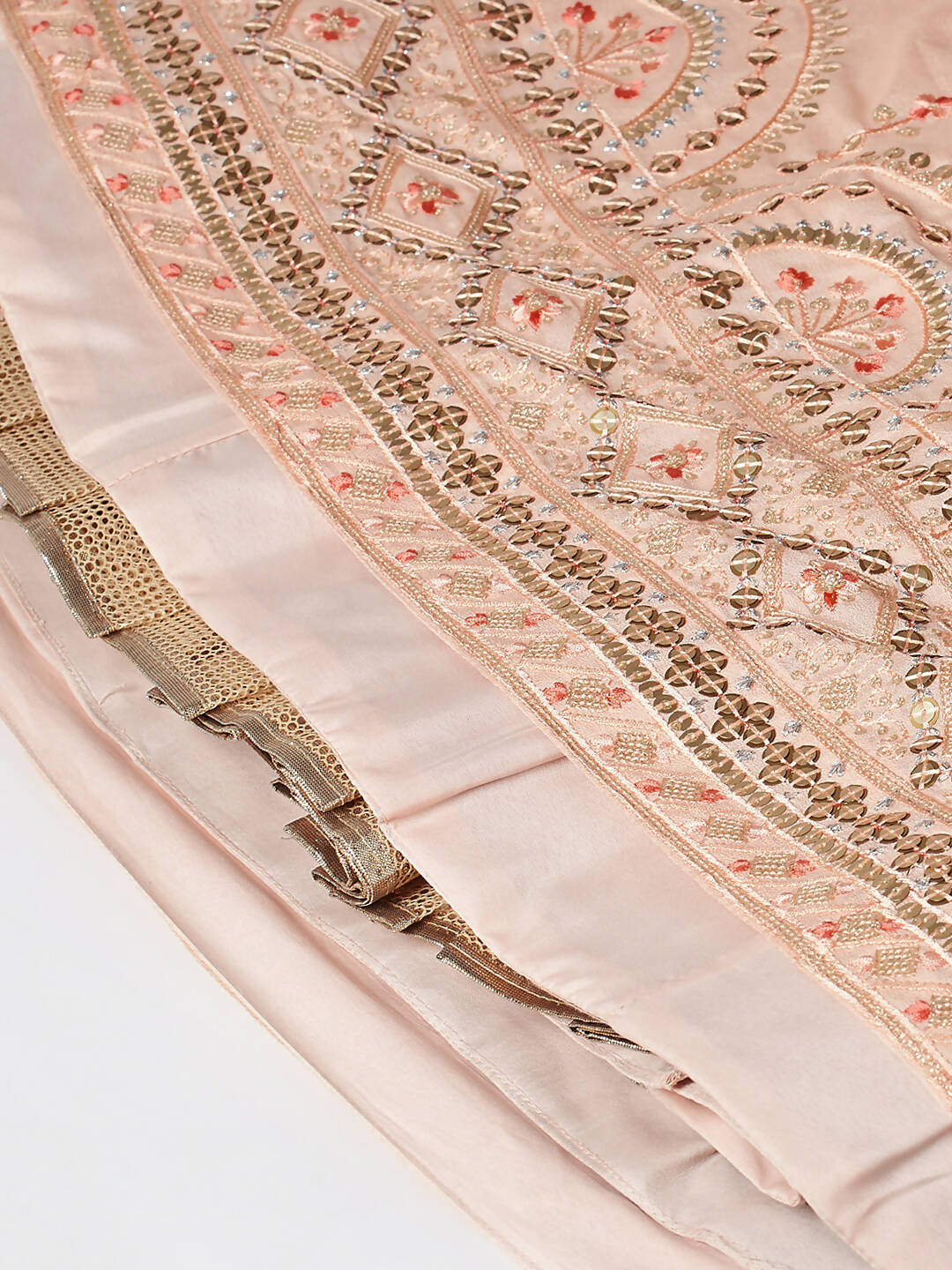House of Panchhi Women Peach Pure Georgette Embroidered Lehenga & Blouse, Dupatta - Distacart
