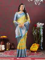 Thumbnail for Lorenvalley Fashion Yellow Cotton Woven Design Zari Meenakari Weaving Saree - Distacart