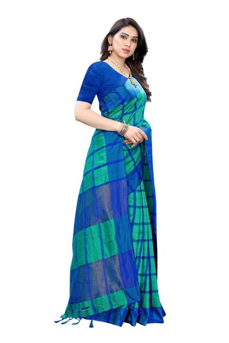 Vamika Blue Cotton Silk Weaving Sarees