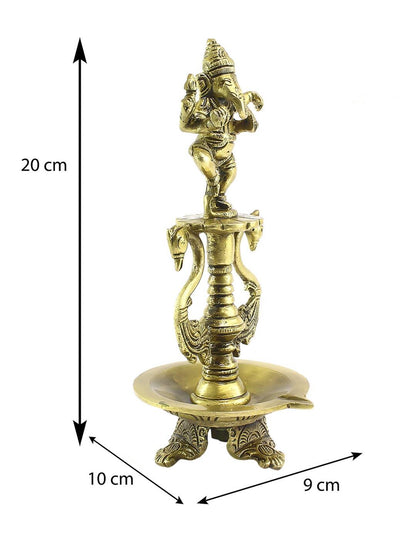 eCraftIndia Antique Gold-Toned Lord Ganesha Decorative Diya Showpiece - Distacart