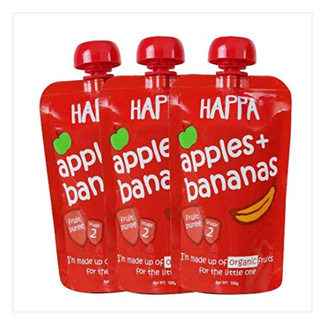 Happa Organic Food, Fruit Puree (Apple+Banana) - Distacart