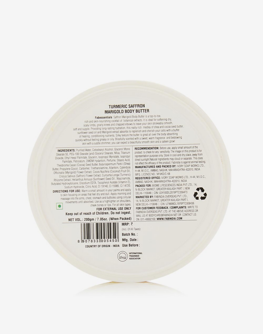 Fabessentials Turmeric Saffron Marigold Body Butter - Distacart