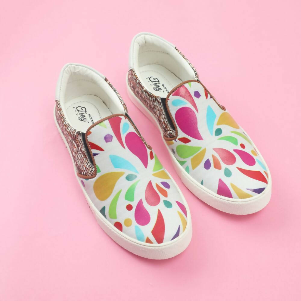 Tiny Bugs Girls Multi Printed Slip Ons Sneakers - White - Distacart