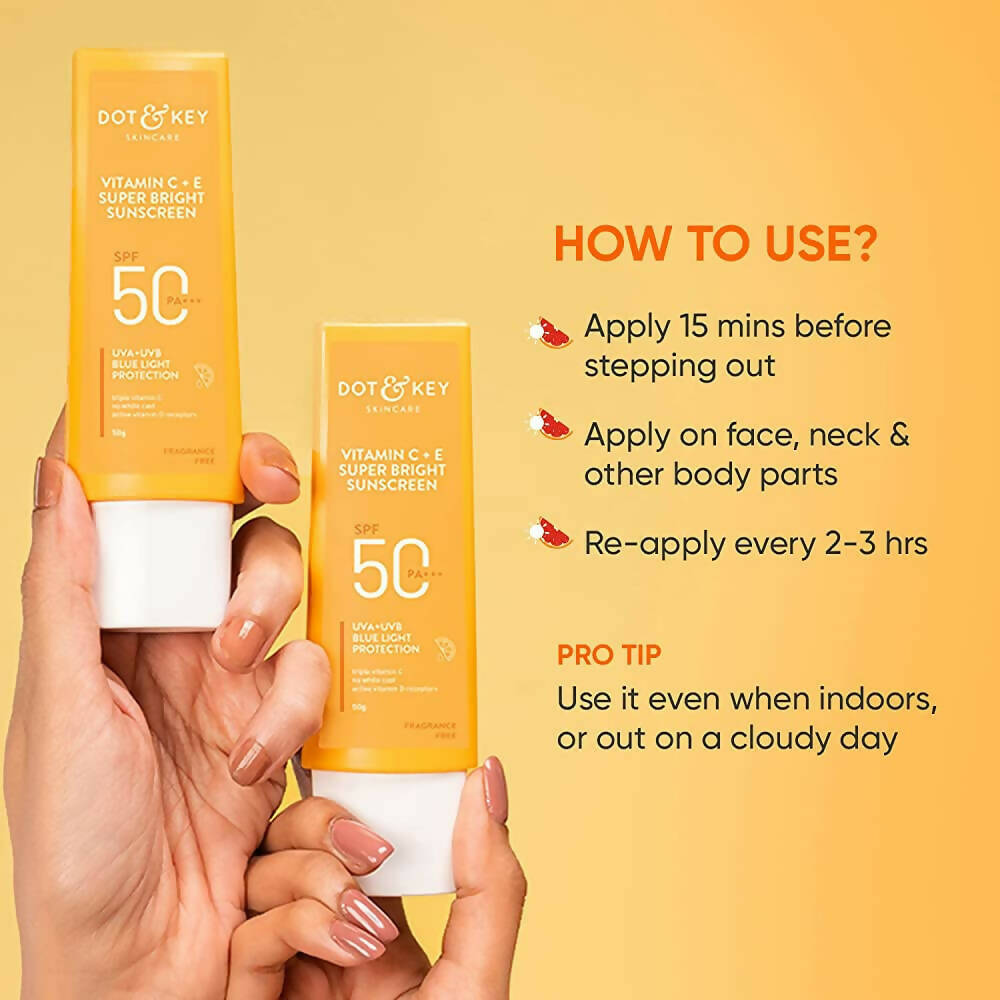 Dot & Key Vitamin C + E Super Bright Sunscreen SPF 50+++ - Distacart