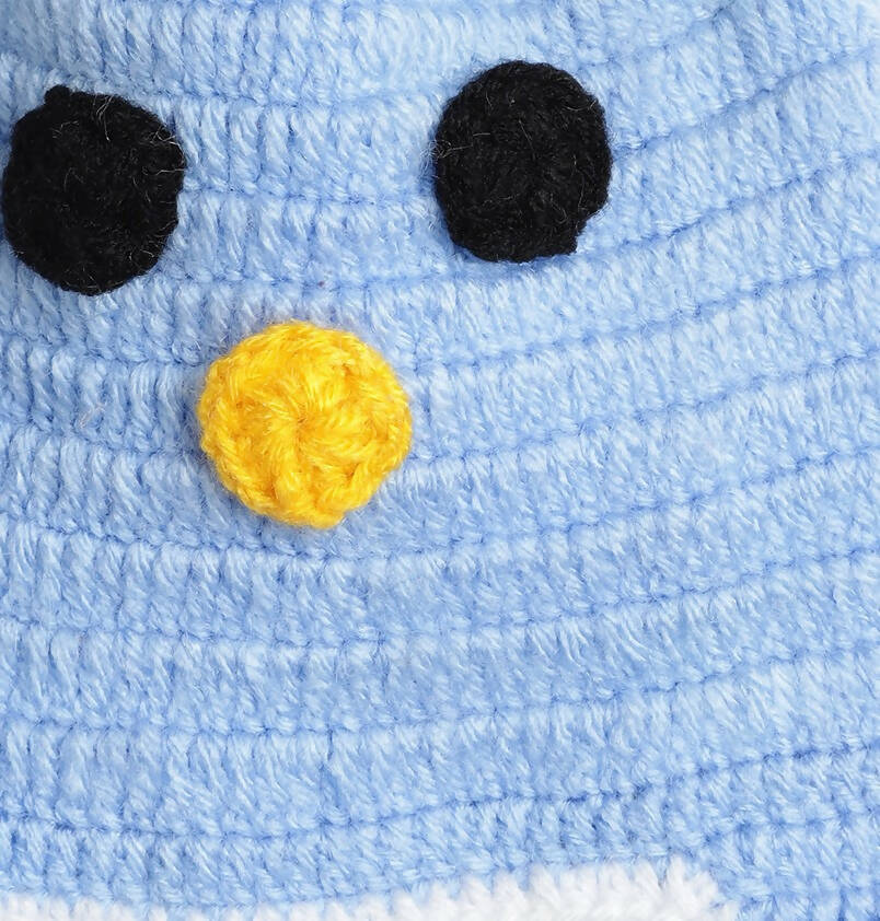 Chutput Kids Woollen Hand Knitted Bird Face Detailed Cap - Blue - Distacart
