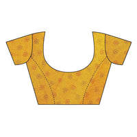 Thumbnail for Vamika Printed Jute Silk Yellow Saree  Blouse
