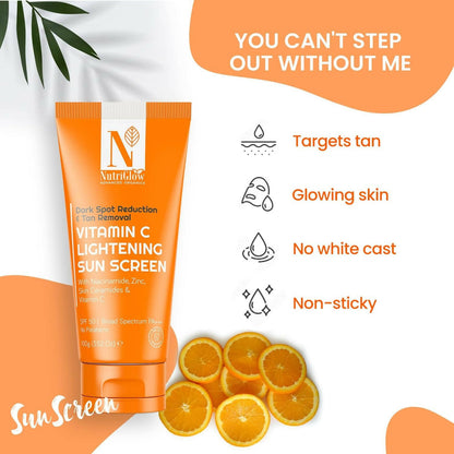 NutriGlow Advanced Organics Vitamin C Lightening Sunscreen SPF50 PA+++ - Distacart
