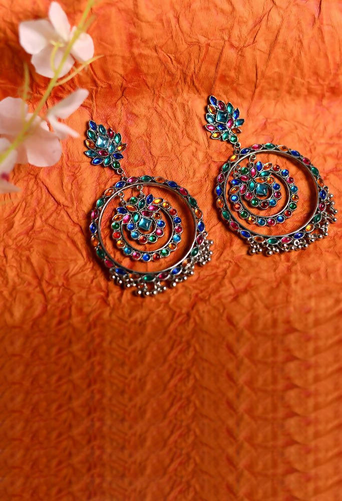 Tehzeeb Creations Multi Colour Kundan Earrings
