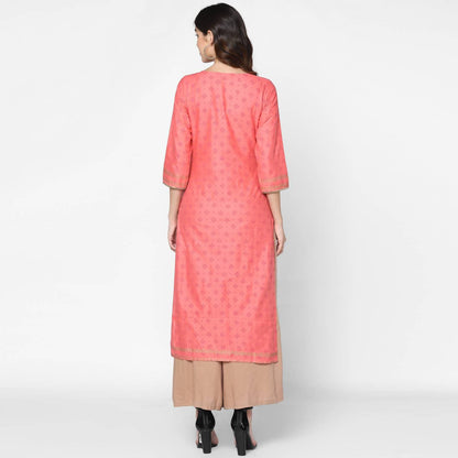 Cheera Hand Block Print Pitch Straight Kurta (MAAI-046K)