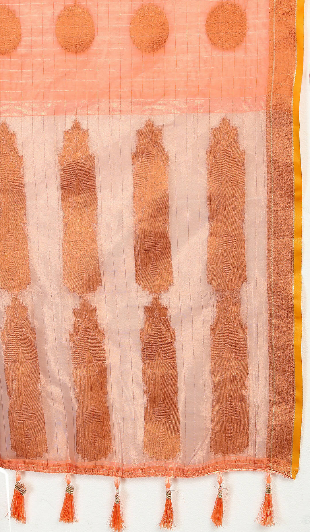 Lorenvalley Fashion Peach Cotton with Woven Design Zari Weaving Saree - Distacart