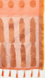 Thumbnail for Lorenvalley Fashion Peach Cotton with Woven Design Zari Weaving Saree - Distacart