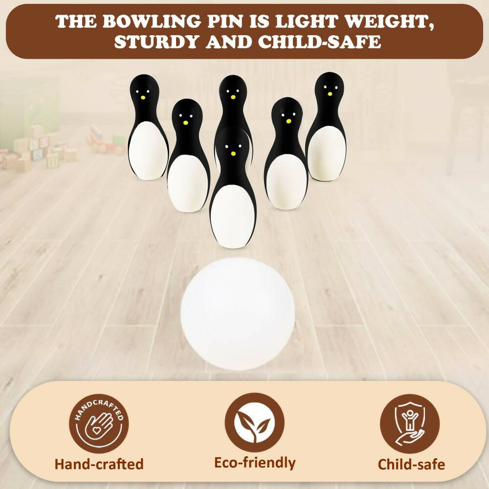 Matoyi Wooden Penguin Bowling Set For Kids - Distacart