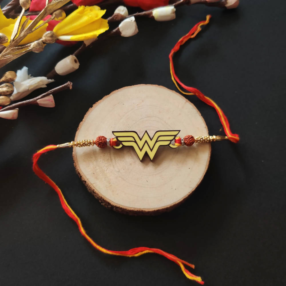 Bhai Please Wonder Woman Wooden Rakhi/Lumba - Distacart