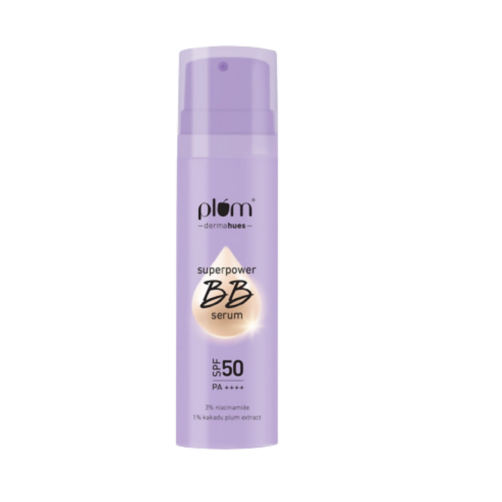 Plum Superpower BB Serum with SPF 50 PA ++++ 04 Almond - Distacart