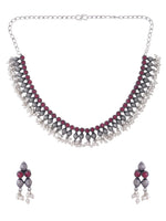 Thumbnail for NVR Women Silver-Plated Stone Studded Oxidised Silver Jewellery Set - Distacart