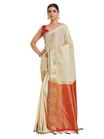 Thumbnail for Mimosa Women's Beige Pure Crepe Saree - Distacart