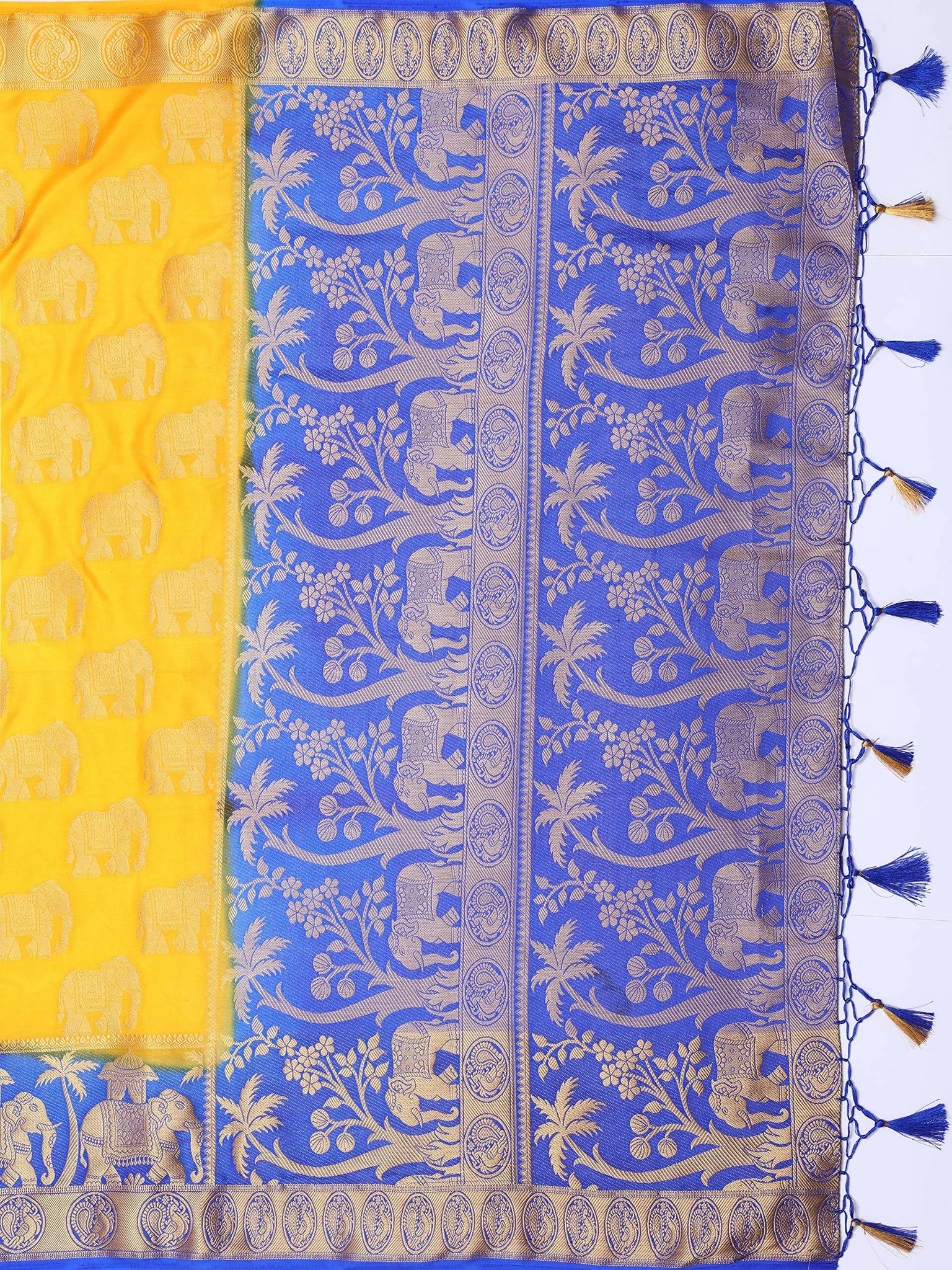 Mimosa Women's Gold Kanjivaram Art Silk Saree - Distacart