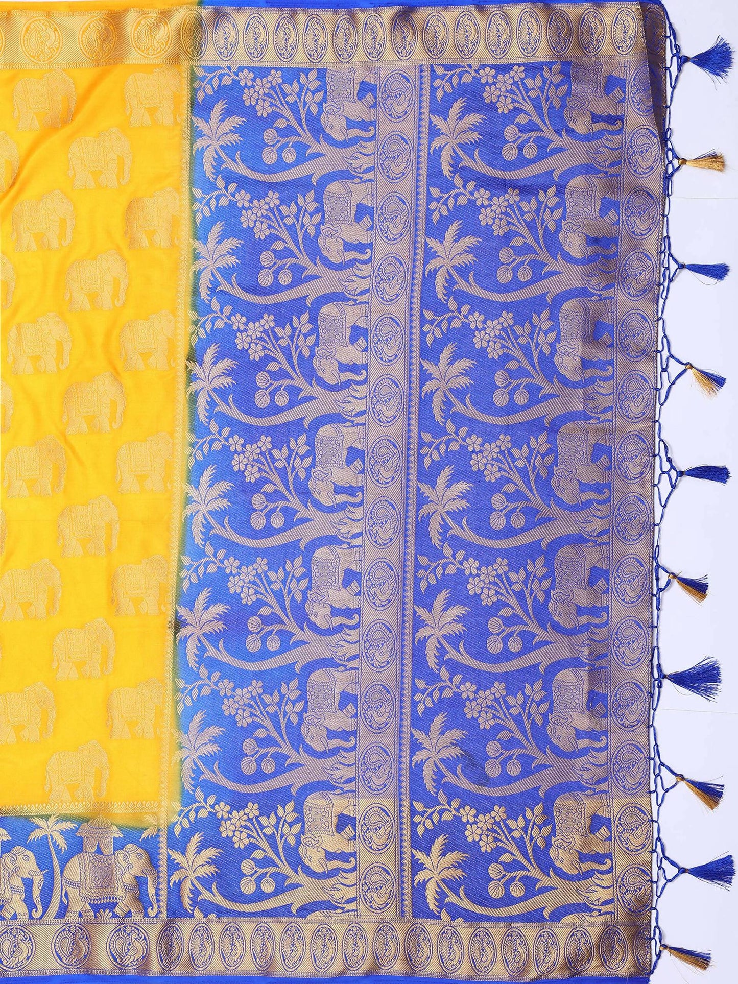 Mimosa Women's Gold Kanjivaram Art Silk Saree - Distacart