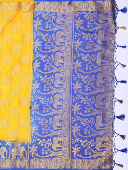 Mimosa Women's Gold Kanjivaram Art Silk Saree - Distacart