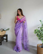Thumbnail for Vamsee Purple Organza Saree - Distacart