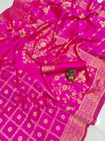 Thumbnail for DEIANA'S Beautiful Golden Jari with New Design Soft Lichi Silk Saree - Pink - Distacart