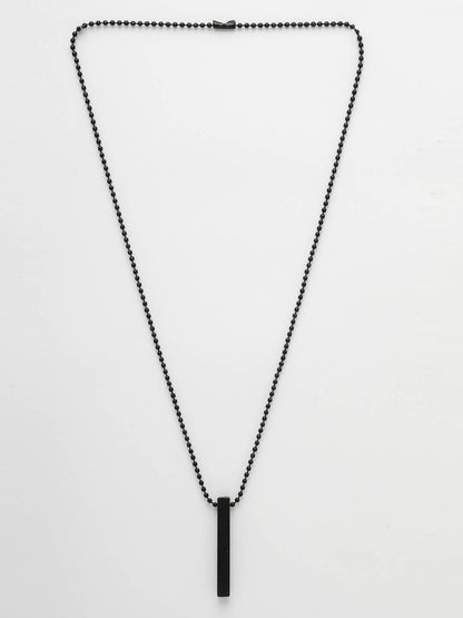 NVR Men's Black Rhodium Plated Bar Pendant & Chain - Distacart