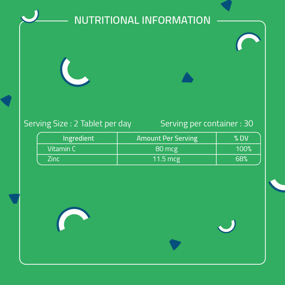 Laurik Plant Based Vitamin C With Zinc Supplements Tablets For Men & Women | Maintain Energy Levels & Boost Immunity - Distacart