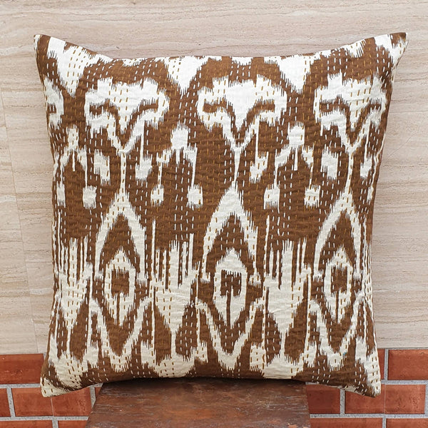 The Decor Nook Off White Base With Brown Print Cushion Cover - Distacart