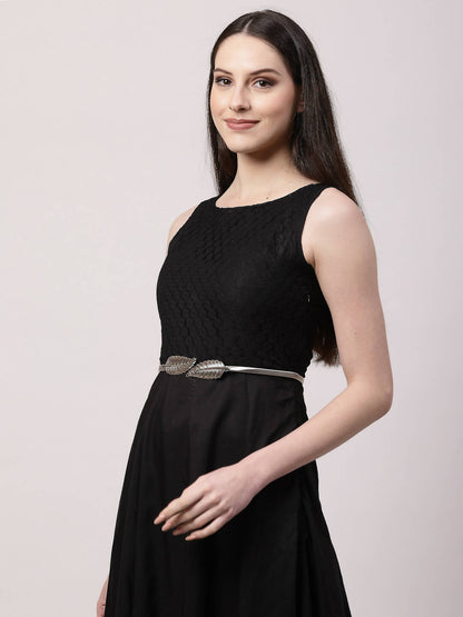 NVR Women Circular Silver Plated Stretchable Metal Belt - Distacart