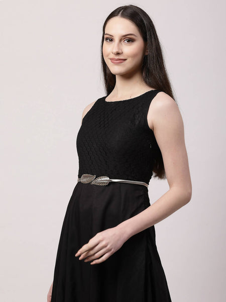 NVR Women Circular Silver Plated Stretchable Metal Belt - Distacart