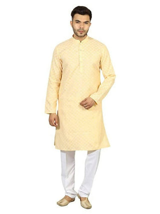 Uri And Mackenzie Mens Casual Cotton Blend kurta Pajama Set (Light Yellow) - Distacart