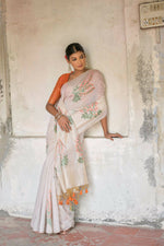 Thumbnail for Vishnu Weaves Women's Orange Muga Cotton Woven Saree with Blouse - Distacart