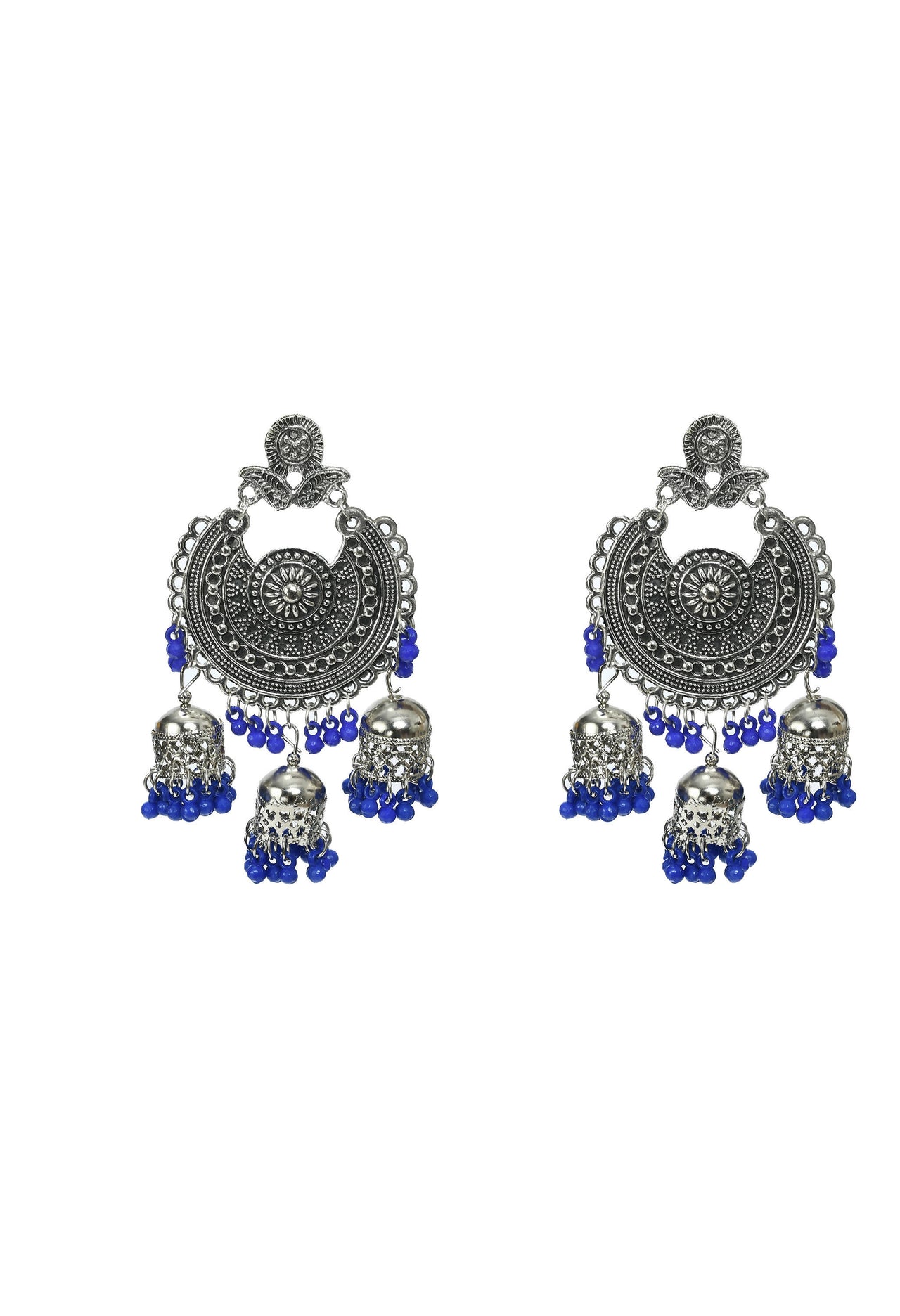 Mominos Fashion Johar Kamal Silver Jhumkas With Maang Tikka Earrings - Distacart