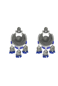 Thumbnail for Mominos Fashion Johar Kamal Silver Jhumkas With Maang Tikka Earrings - Distacart