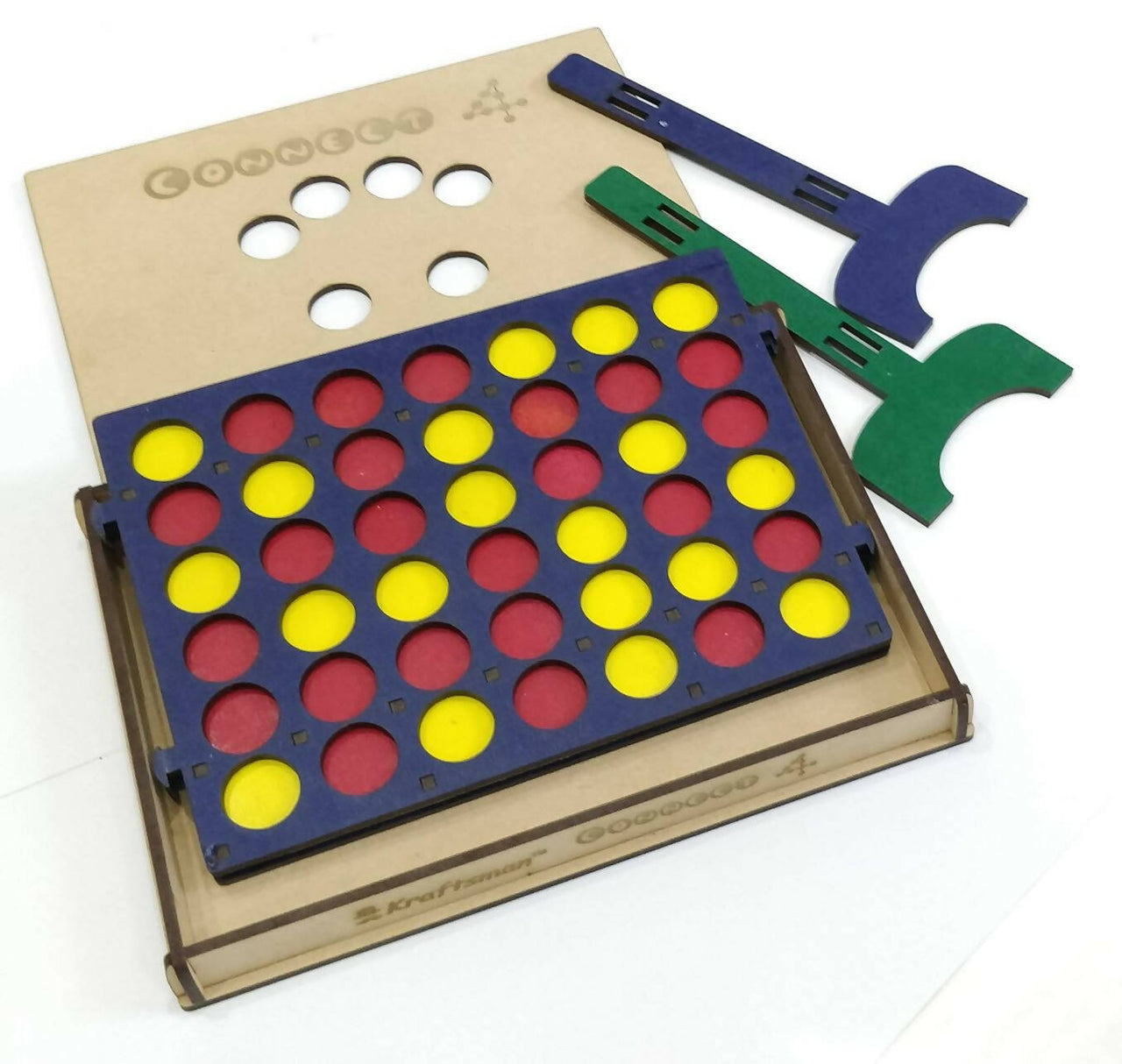 Kraftsman Get-4 In A Row Or Get-In-Line Wooden Game Of Strategy Game - Distacart