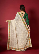 Thumbnail for Vamsee White Georgette Designer Saree - Distacart