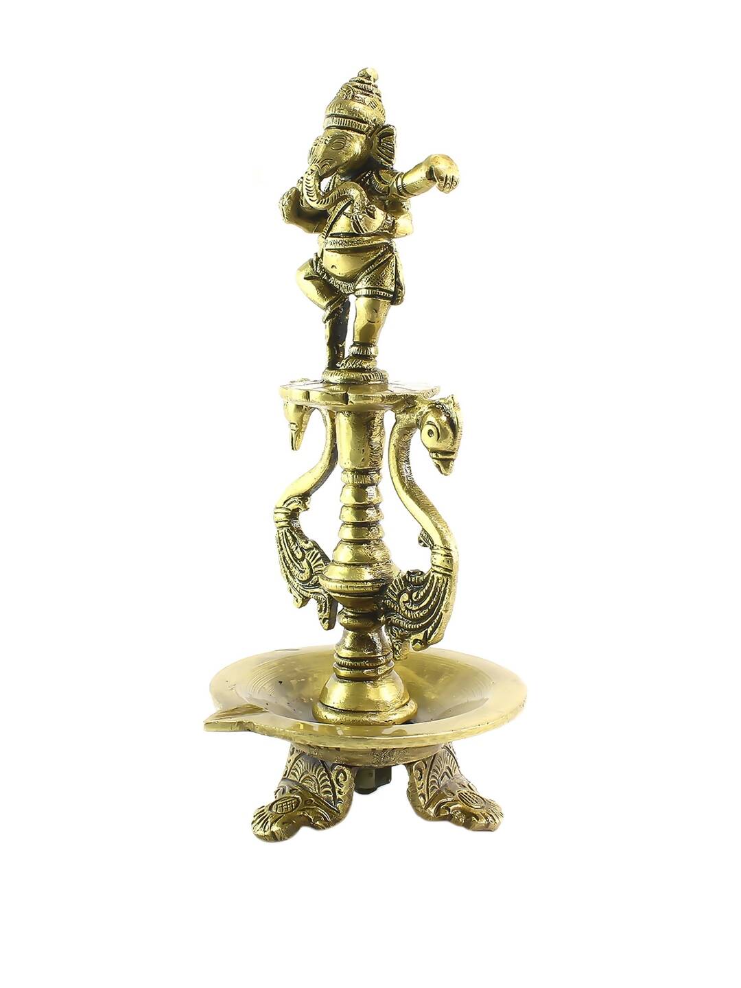 eCraftIndia Antique Gold-Toned Lord Ganesha Decorative Diya Showpiece - Distacart