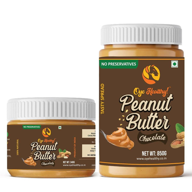 Oye Healthy Peanut Butter Natural Chocolate - Combo Pack of 2 (850gm+340gm)
