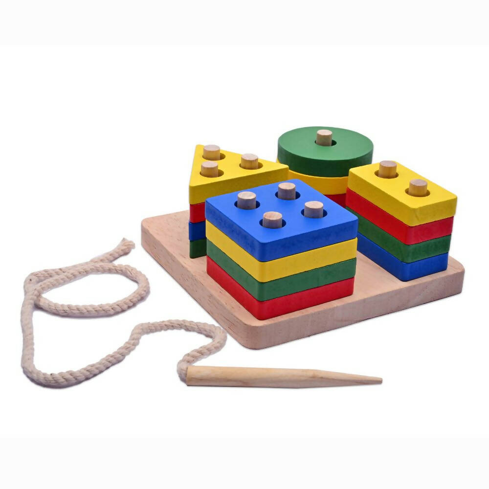 Nesta Toys Shape Sorter | Stacker | Lacing Toy - Multicolor - Distacart