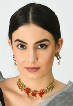 Thumbnail for Mominos Fashion Johar Kamal Gold-Plated Brass Finish Stone/Pearls Choker For Women (Golden) - Distacart