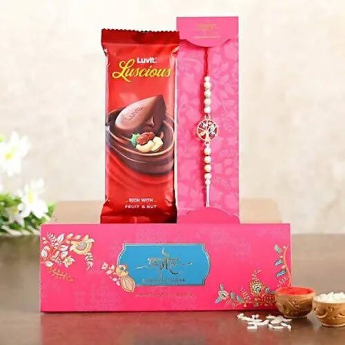 Evil Eye Rakhi & LuvIt Fruit N Nut Chocolate