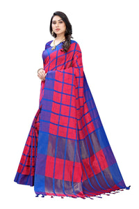Thumbnail for Vamika Pink Cotton Silk Weaving Saree (SATURN PINK) - Distacart