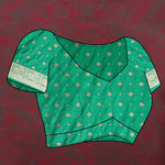 Thumbnail for Lorenvalley Fashion Wine & Green Patola Silk Woven Design Meenakari Weaving Saree - Distacart