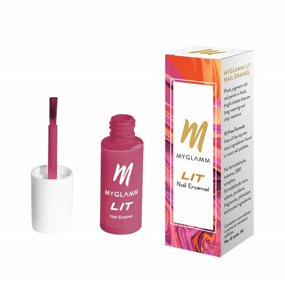 Myglamm LIT Nail Enamel - Fling - Fuchsia Shade (7 Ml) - Distacart