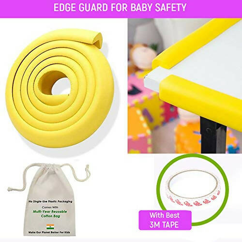 Safe-O-Kid Unique High Density L-Shaped 2 Mtr Long Mini 2 Edge Guard With 8 Corner Cushions - Grey - Distacart