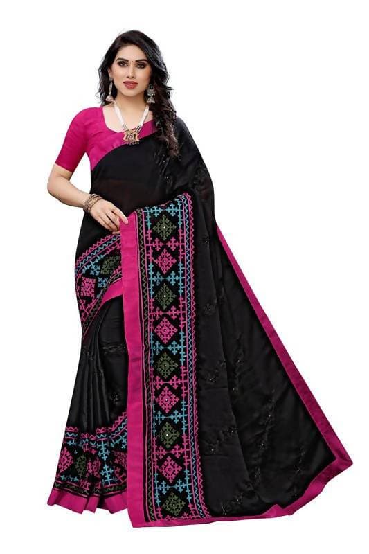 Vamika Black Chiffon Emboridered Saree (SUIDHAGA BLACK)