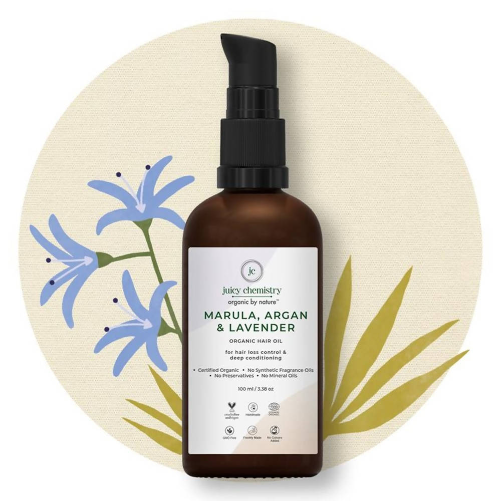 Juicy Chemistry Marula, Argan & Lavender Organic Hair Oil - Distacart