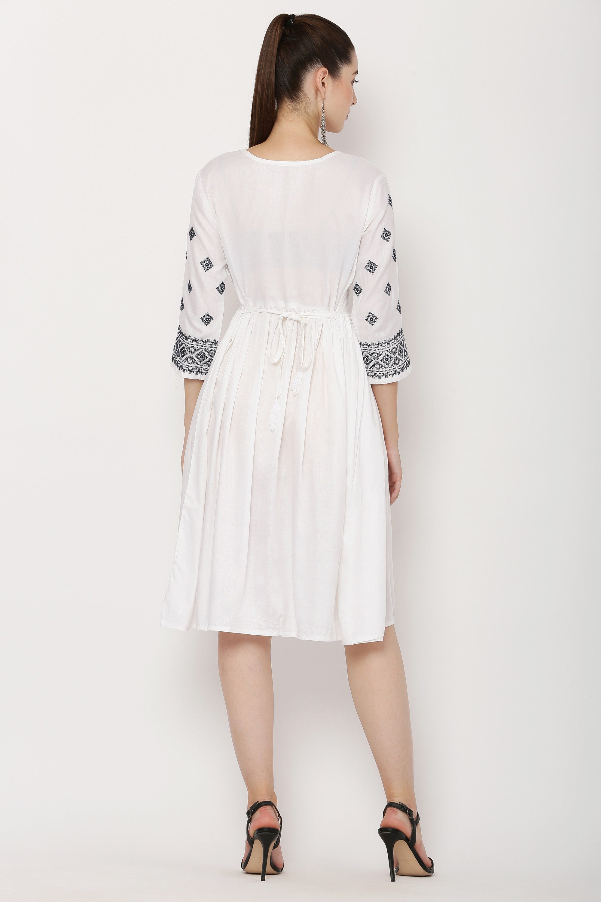 PAVONINE White Color Burfi Design Embroidery Dress For Women - Distacart