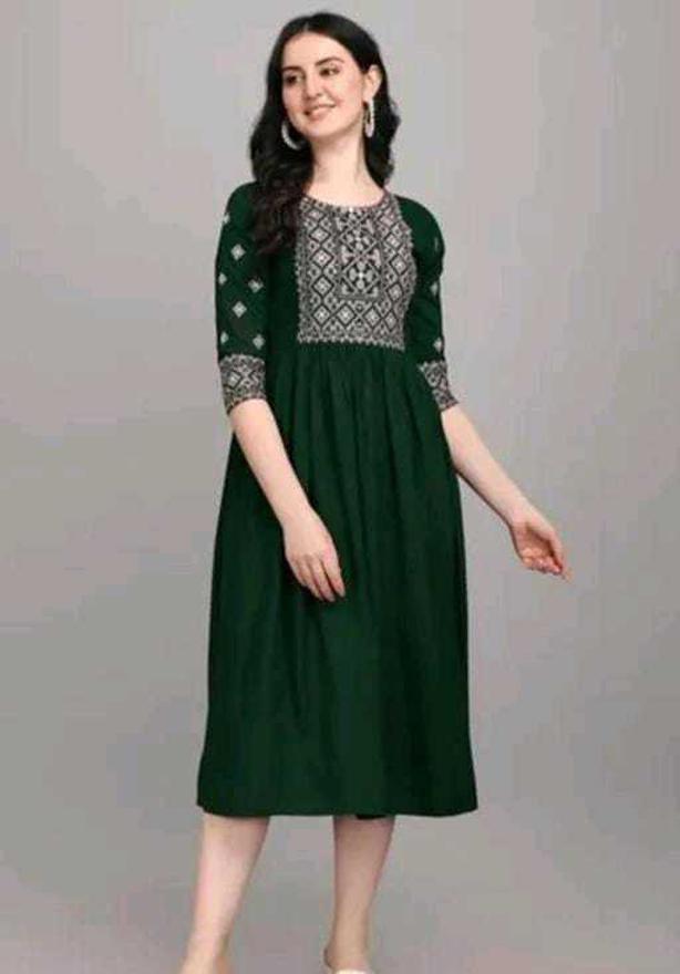 PAVONINE Bottle Green Color Burfi Design Embroidery Dress For Women - Distacart